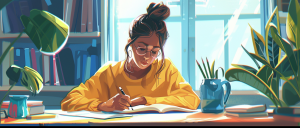 university student writing a critical analysis essay