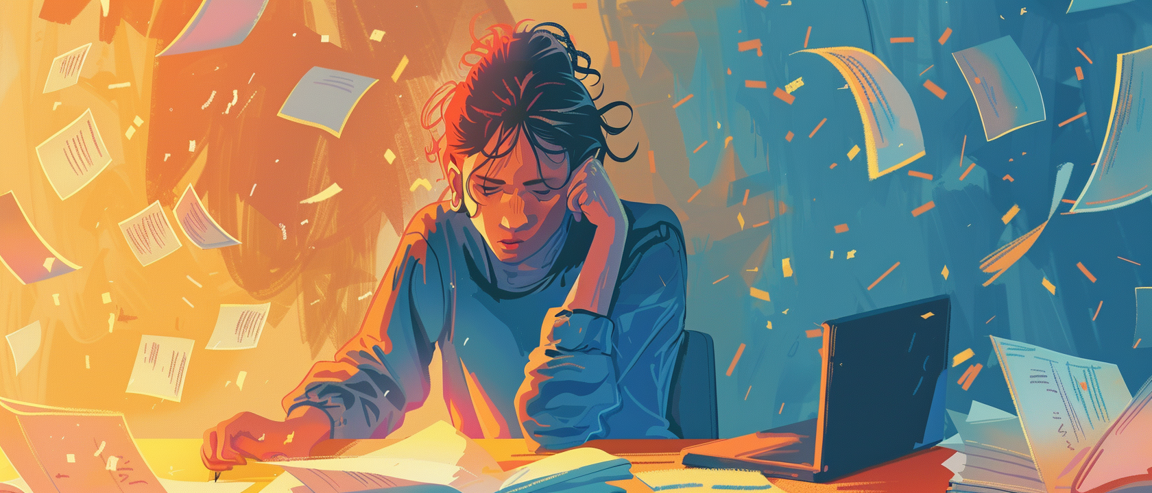 student struggling with writer's block