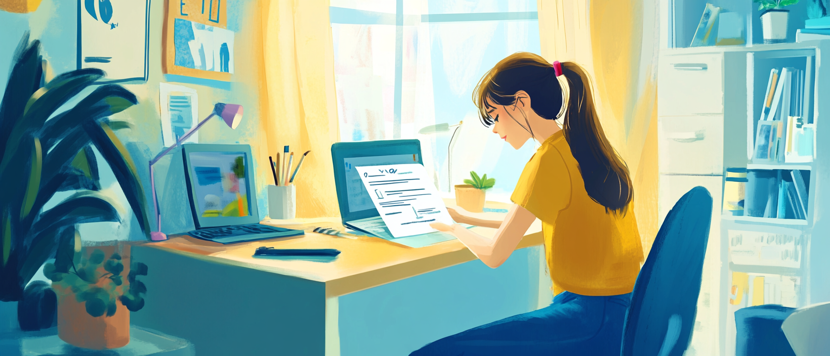 student writing a cv