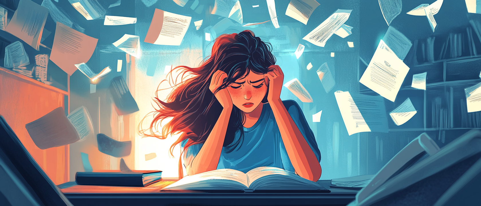 person struggling with writer's block
