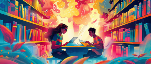 students in a library
