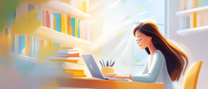 student writing a poem